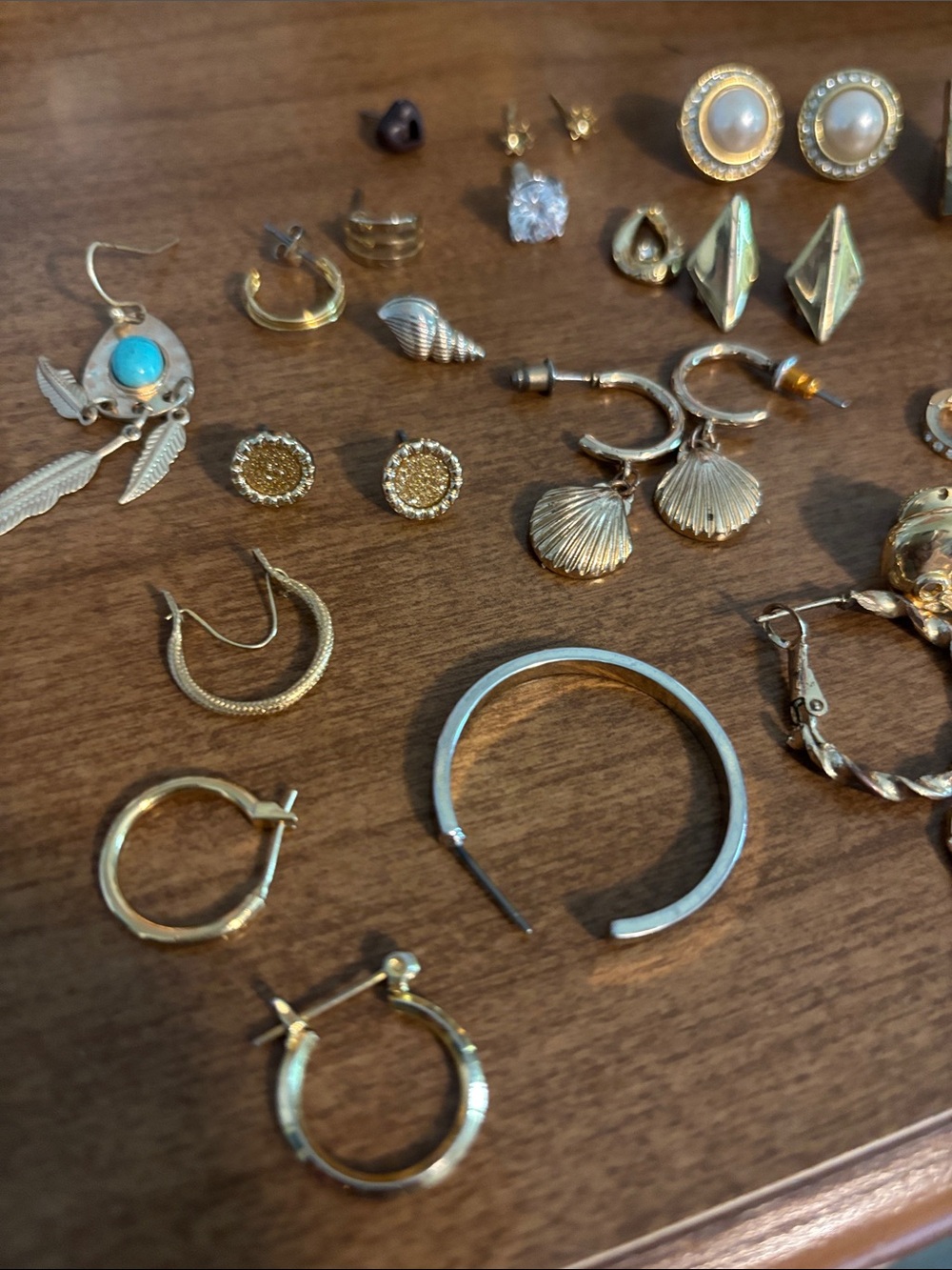 Gold-Tone Mixed Women’s Earring Set with Turquoise Accent